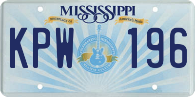 MS license plate KPW196