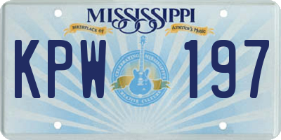 MS license plate KPW197