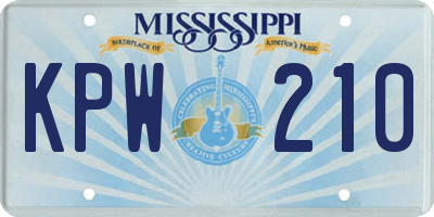 MS license plate KPW210