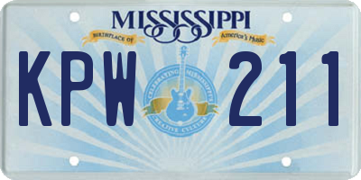 MS license plate KPW211