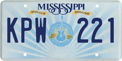 MS license plate KPW221