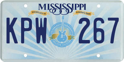 MS license plate KPW267