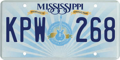 MS license plate KPW268