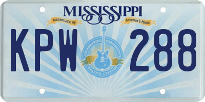 MS license plate KPW288