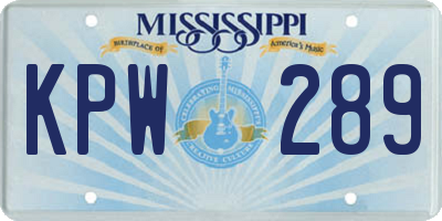 MS license plate KPW289