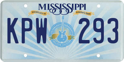 MS license plate KPW293