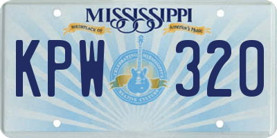 MS license plate KPW320