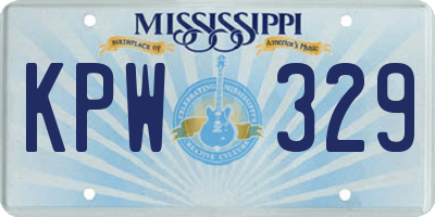 MS license plate KPW329