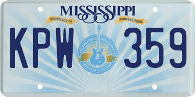MS license plate KPW359