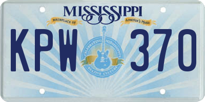 MS license plate KPW370