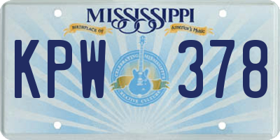 MS license plate KPW378