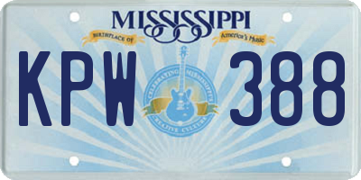 MS license plate KPW388