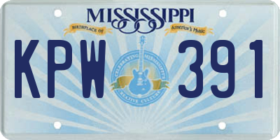 MS license plate KPW391
