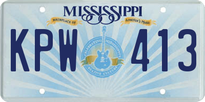 MS license plate KPW413