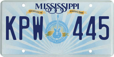 MS license plate KPW445