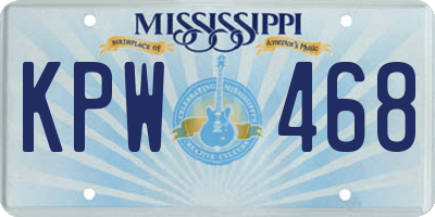 MS license plate KPW468