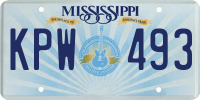 MS license plate KPW493