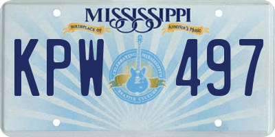 MS license plate KPW497