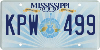 MS license plate KPW499