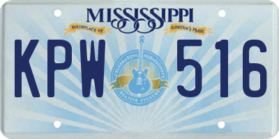 MS license plate KPW516