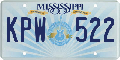 MS license plate KPW522