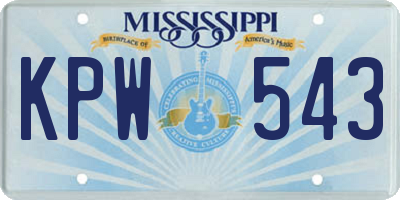 MS license plate KPW543