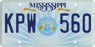 MS license plate KPW560