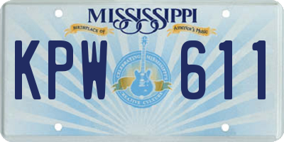 MS license plate KPW611