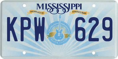 MS license plate KPW629