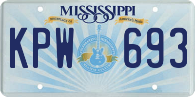MS license plate KPW693