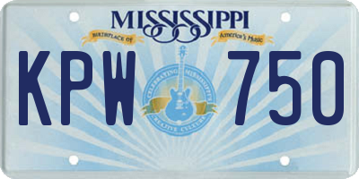 MS license plate KPW750