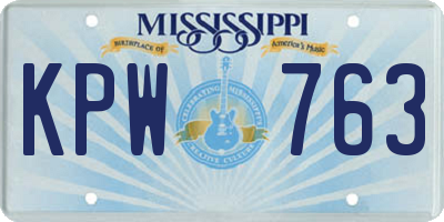 MS license plate KPW763