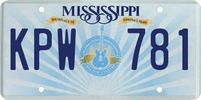 MS license plate KPW781