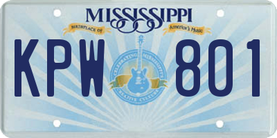 MS license plate KPW801