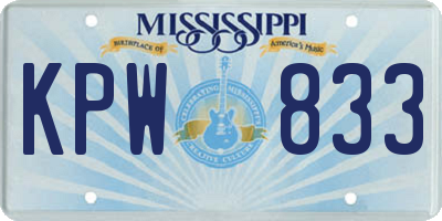 MS license plate KPW833