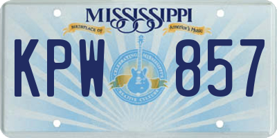 MS license plate KPW857