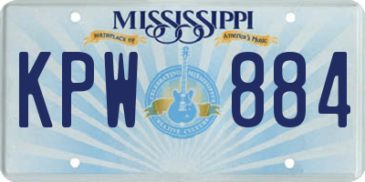 MS license plate KPW884