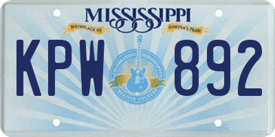MS license plate KPW892