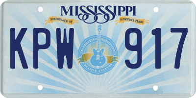 MS license plate KPW917