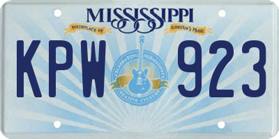 MS license plate KPW923