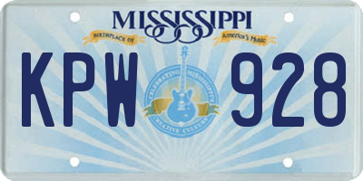 MS license plate KPW928