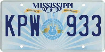 MS license plate KPW933