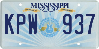 MS license plate KPW937