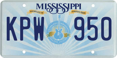 MS license plate KPW950