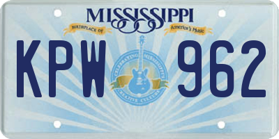 MS license plate KPW962