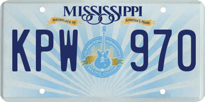 MS license plate KPW970