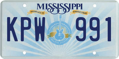 MS license plate KPW991