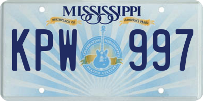 MS license plate KPW997