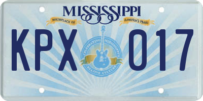 MS license plate KPX017