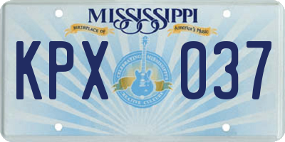 MS license plate KPX037